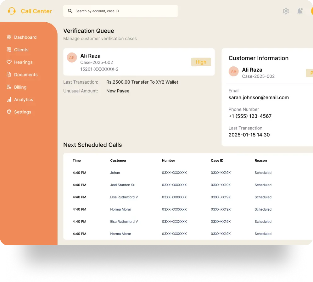 bank sure call center erp