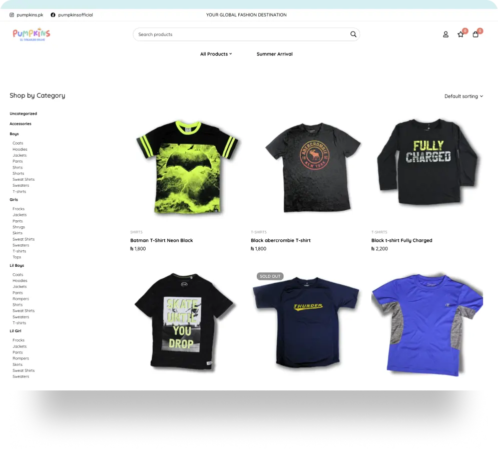 pumpkins.pk - e-commerce website